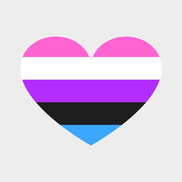 Vector heart in lgbtq flag colors five horizontal stripes gender fluid flag unfixed gender identity