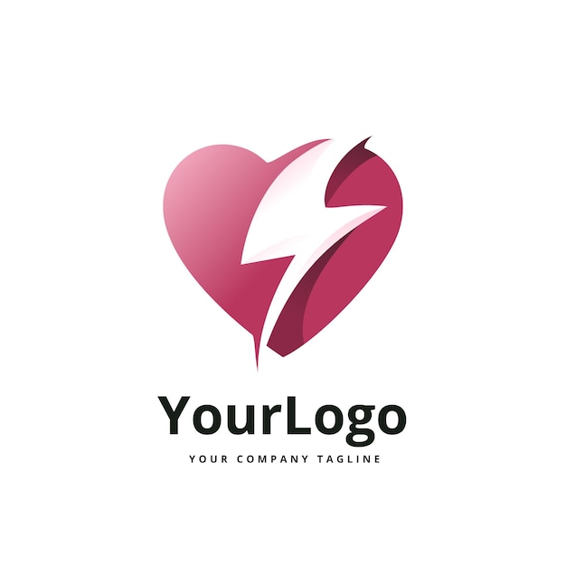 Logo sfumato cuore e fulmine vettore premium