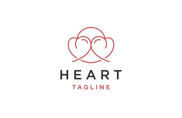 Vector heart line logo design template flat vector