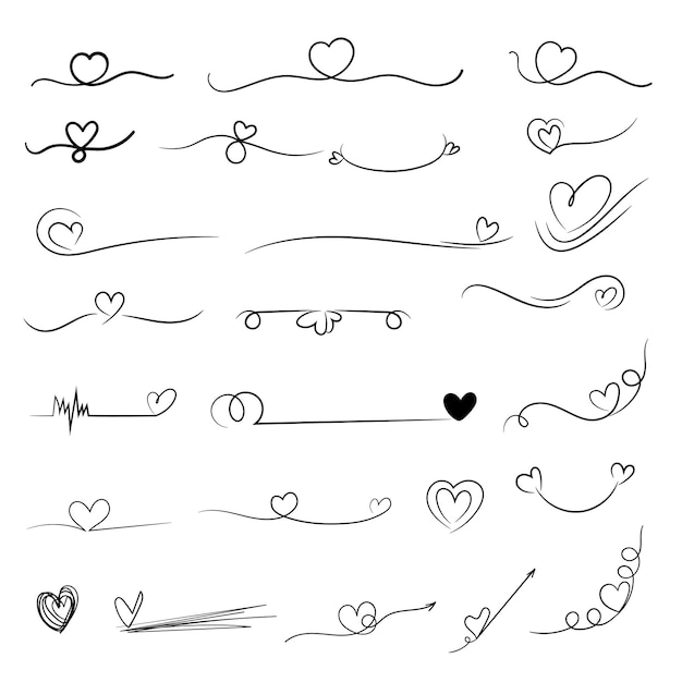 Heart Lines set vector illustration