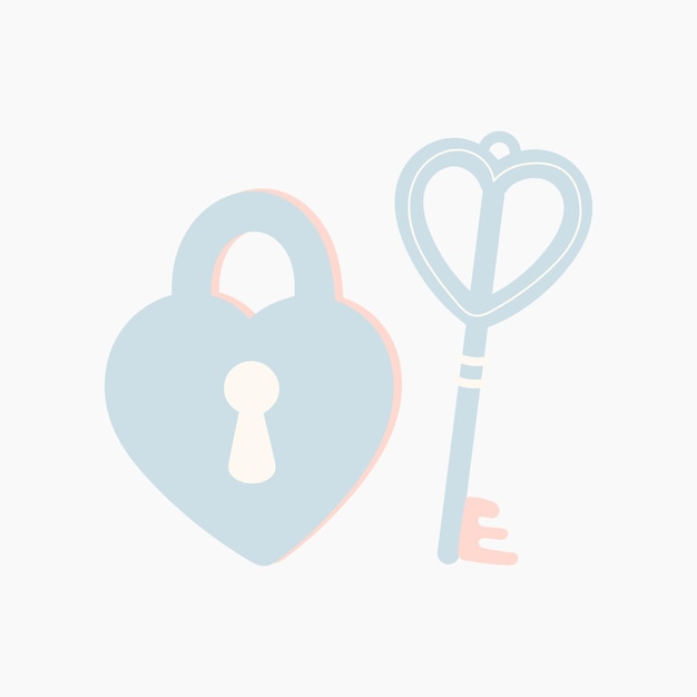 Heart lock and key illustration