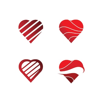 Logo del cuore e icona del vettore dell'amore di bellezza san valentino e design dell'illustrazione romantica simbolo del modello