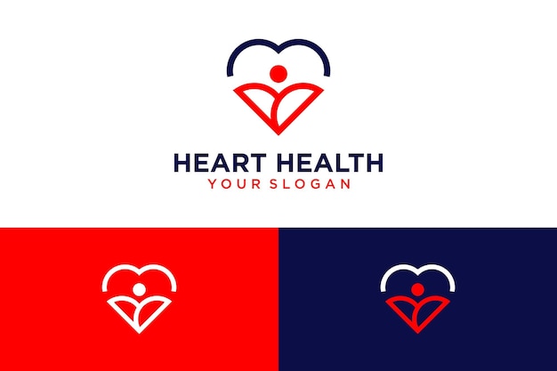 heart logo design with health and medical or care