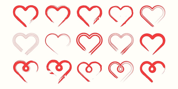 Logo del cuore con disegno di illustrazione vettoriale in stile pennello