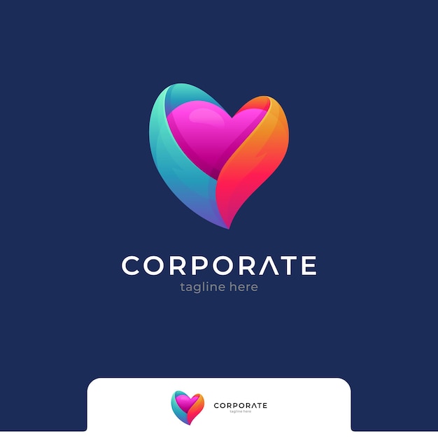 Heart or love colorful gradient logo vector