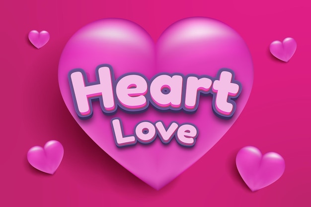Шаблон редактируемого текстового эффекта сердце любовь