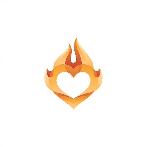 Логотип Heart Love and Fire Flame