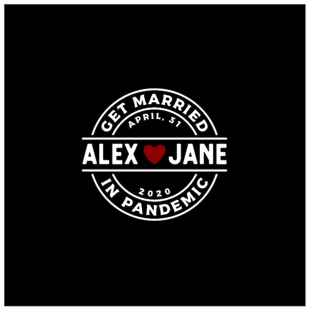 Марка Heart Love Label для женитьбы Свадьба во время вирусного пандемического дизайна логотипа