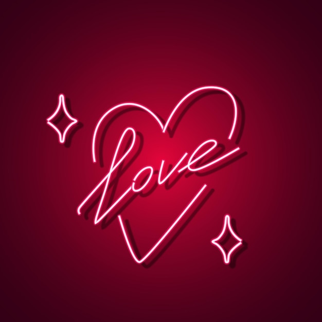 Heart love neon sign Neon sign bright signboard light banner Vector icon