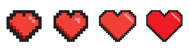 heart love pixelated icon vector video game 8 bit life symbol