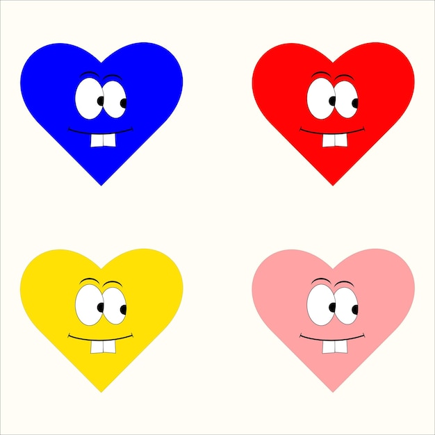 Heart love romance or valentine's day red vector icon with kawaii emoji for apps and websites
