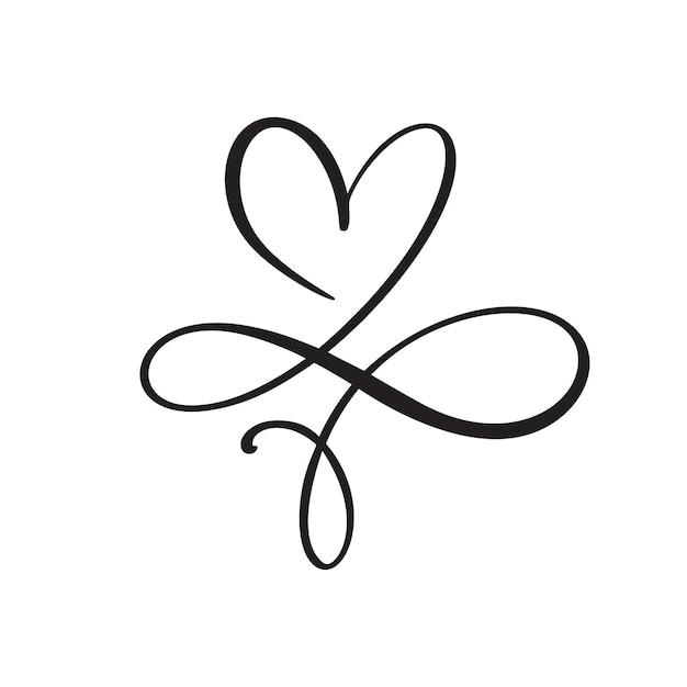 Cuore amore segno per sempre logo design elemento fiorito per biglietto di san valentino illustrazione vettoriale infinito