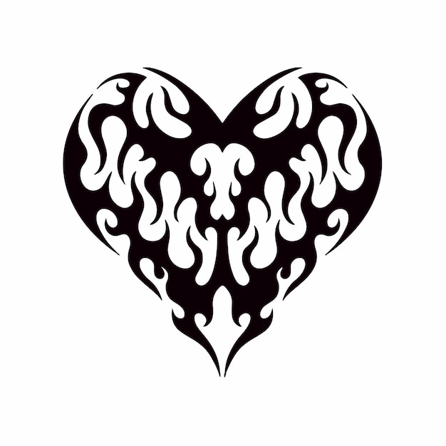 Logo di simbolo di amore del cuore su fondo bianco illustrazione di vettore di disegno del tatuaggio dello stencil tribale