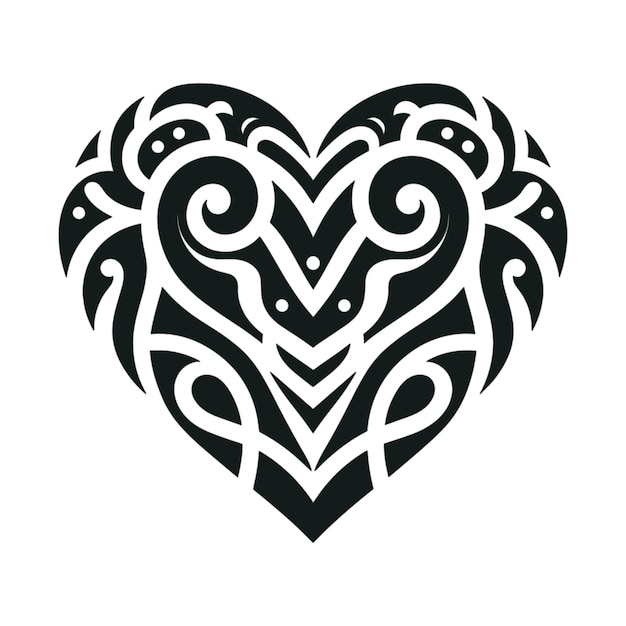 heart love symbol tribal stencil tattoo design concept