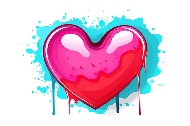 Heart love Valentines day watercolor Vector illustration design