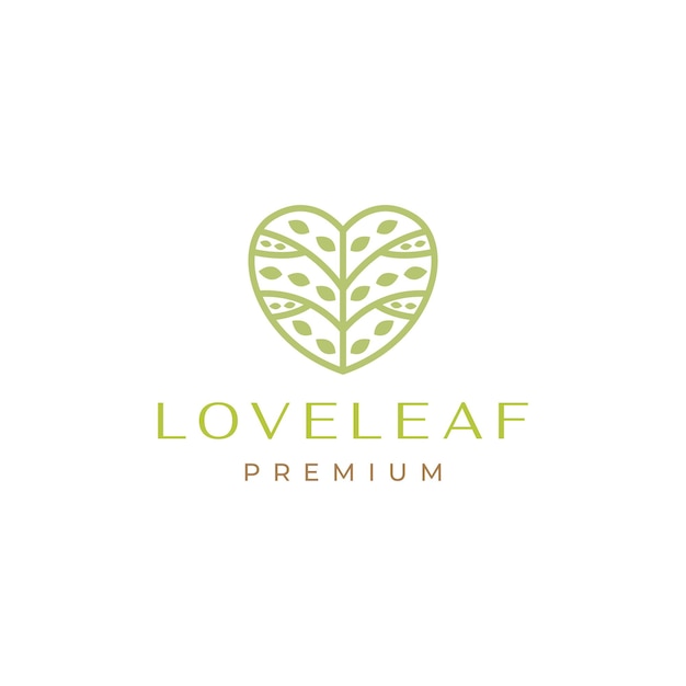 Heart love with leaves feminine logo design