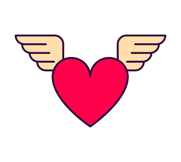 Heart love with wings vector art