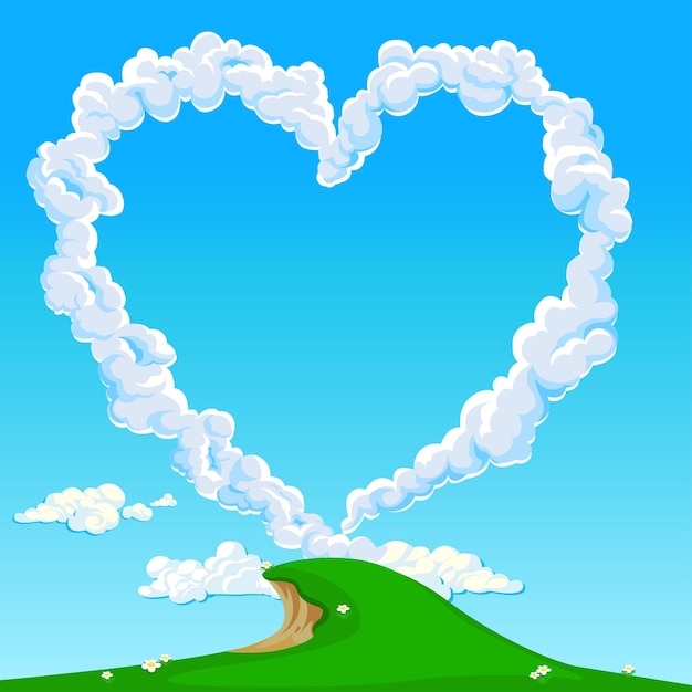 Vector heart made of clouds