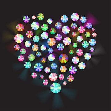 Premium Vector  Heart made of colorful big and small rhinestones or  gemstones