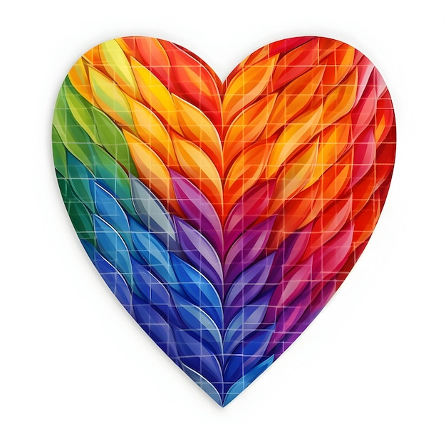 Vettore cuore fatto di arcobaleno colorato spruzza isolato su priorità bassa bianca