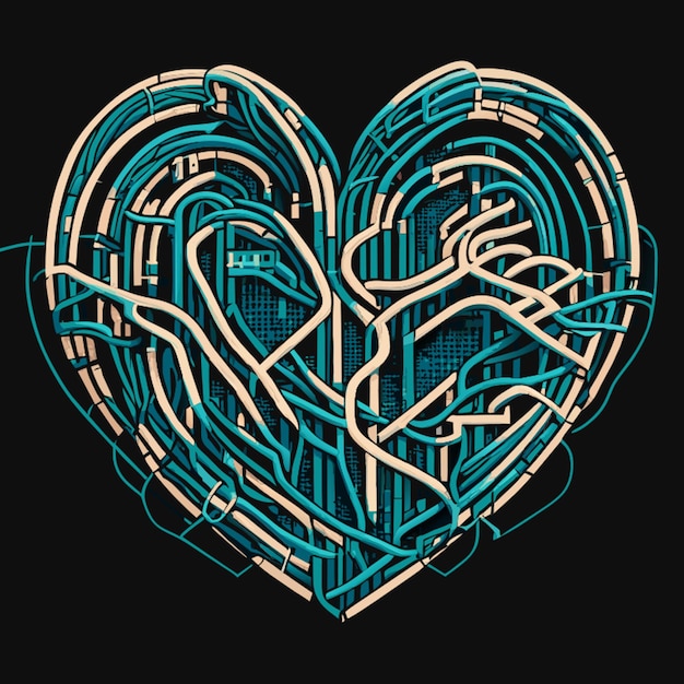 Сердце из кабельной векторной иллюстрации