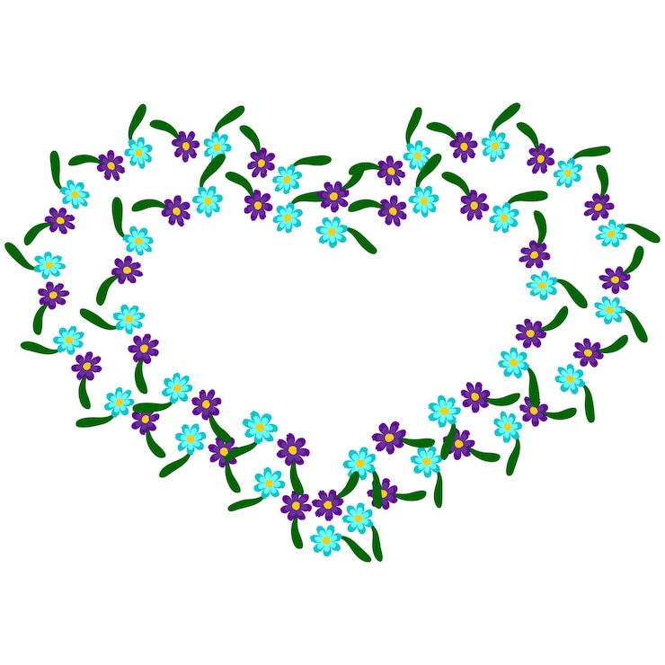वेक्टर heart made from small flowers of purple and blue