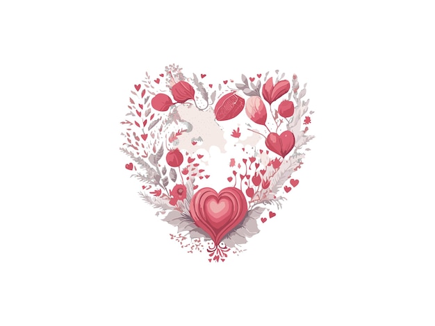 장미와 꽃으로 만든 심장 발렌타인 여성 어머니의 날  ⁇ 터 일러스트레이션 프레임 클리파트