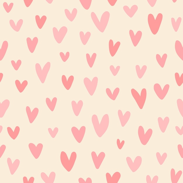 Heart marker drawn seamless vector pattern. Valentine's day handwritten background.