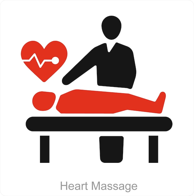 Vector heart massage and massage icon concept
