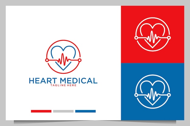 Heart medical line art современный дизайн логотипа