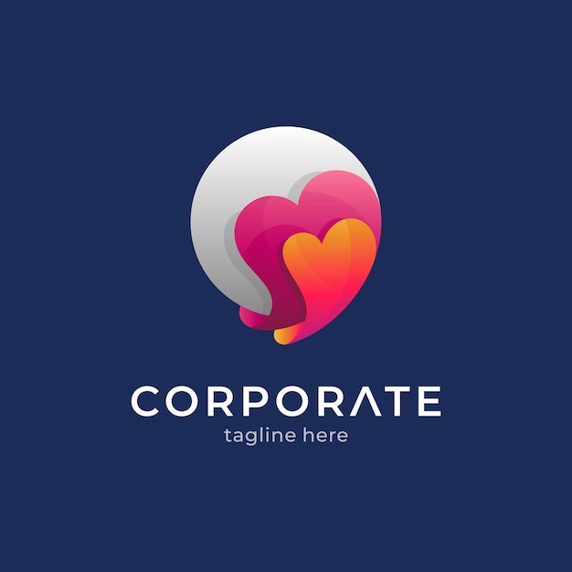 Heart and moon creative logo concept