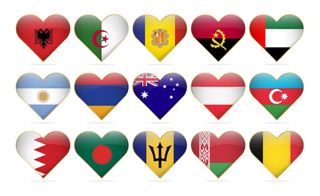 Heart National Flags Of The World Design Template Realistic