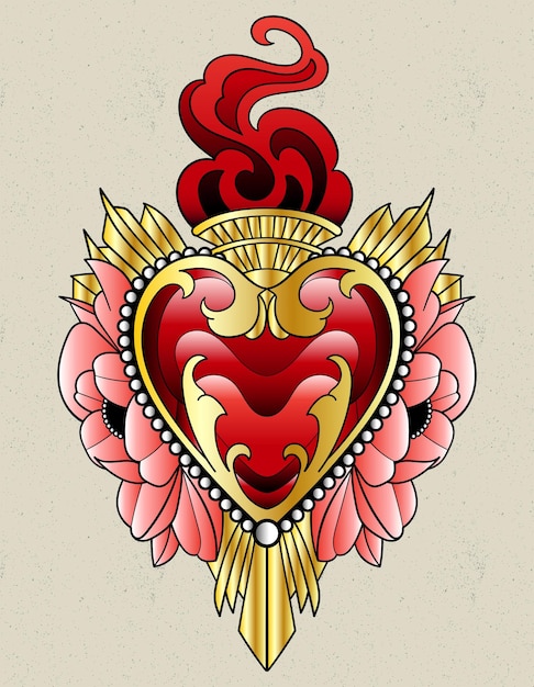 heart neo traditional tattoo