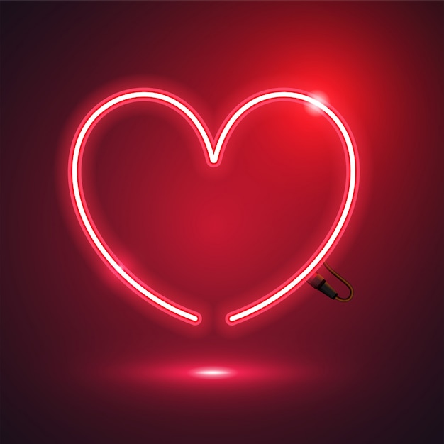 Vector heart neon banner