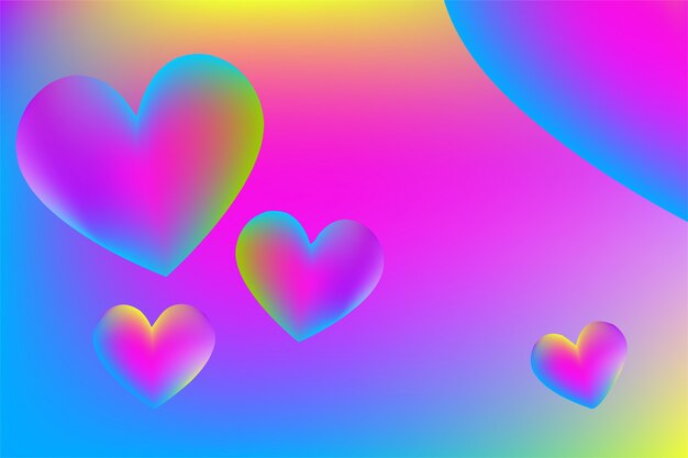 Heart in neon colors valentines day liquid illustration for valentines day