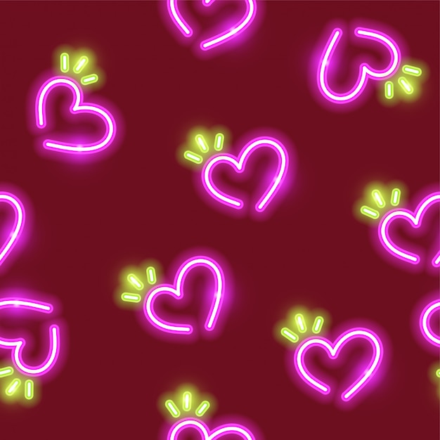 Heart neon pattern design