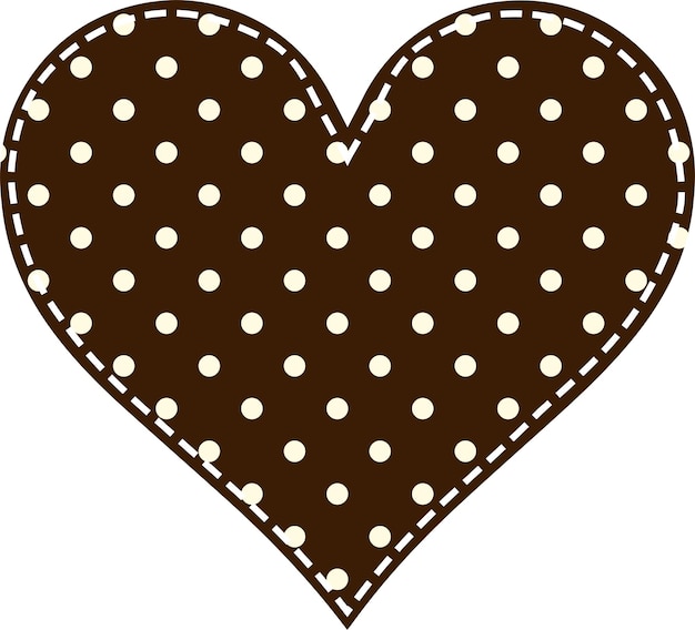 Heart in patchwork technique in chocolate polka dots