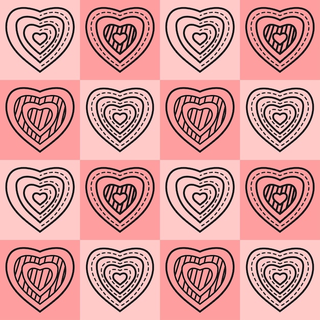 heart pattern on checkerboard background color