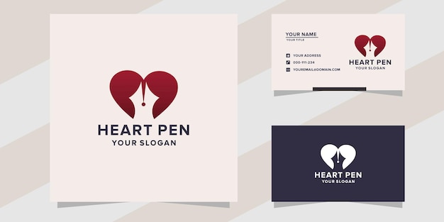 heart pen logo template