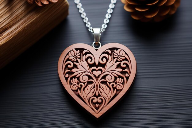 Vector heart pendant isolated on black