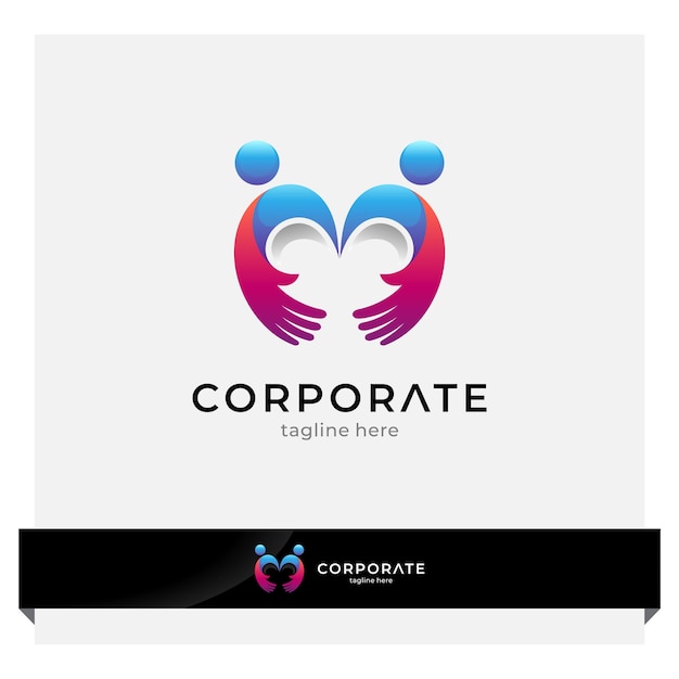 Vector heart and people care logo