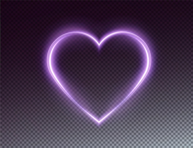 Heart pink with flashes isolated on transparent background. light heart for holiday cards, banners.