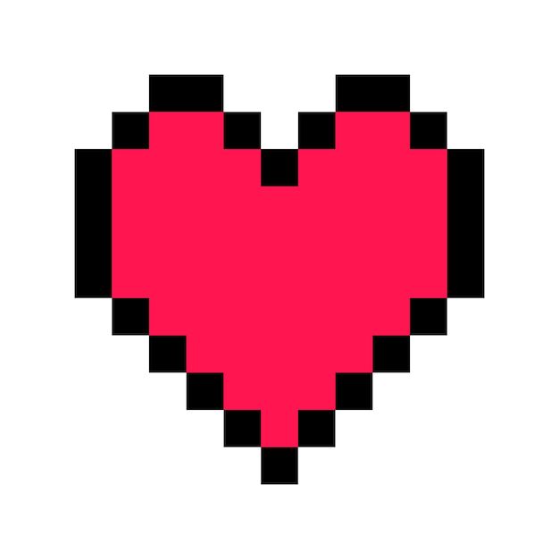 Vector heart pixel art game icon