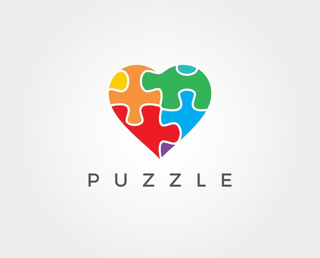 Vettore modello di logo puzzle cuore