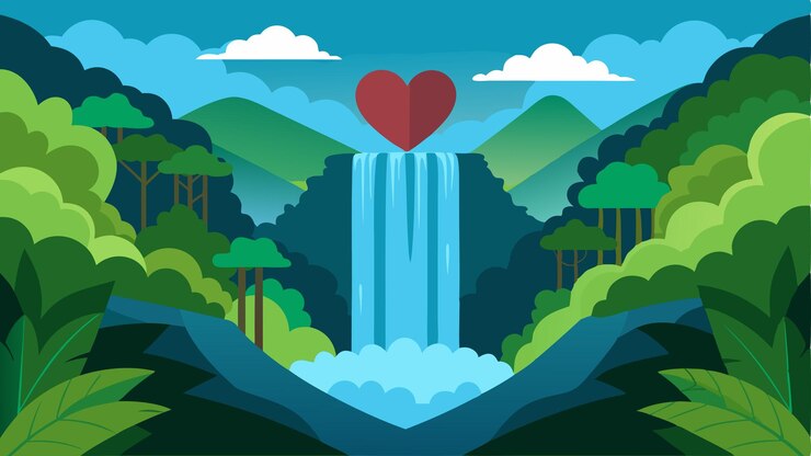 Vector in the heart of the rainforest the waterfall is a reminder of the unyielding strength and enduring beauty of nature and a symbol of the delicate balance that exists between human