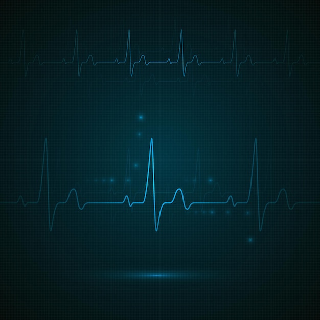 Heart rate on blue display. heartbeat monitoring.