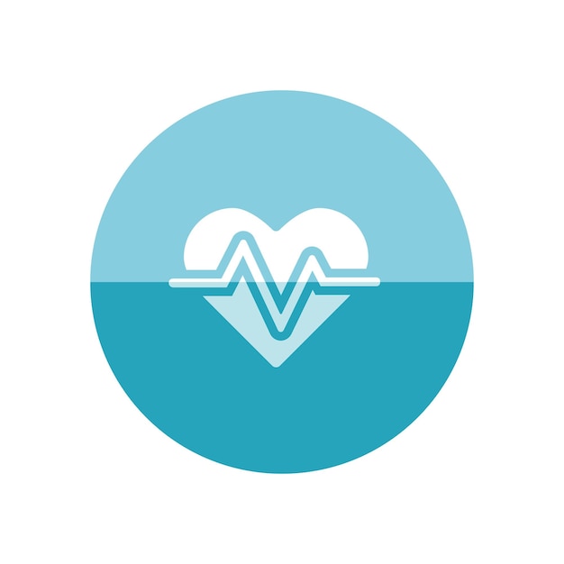 Heart rate icon in flat color circle style Human pulse line beep graph