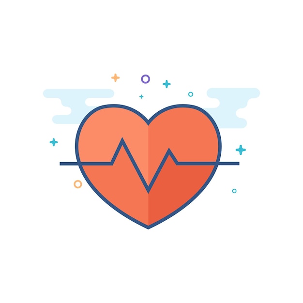 Heart rate icon flat color style vector illustration