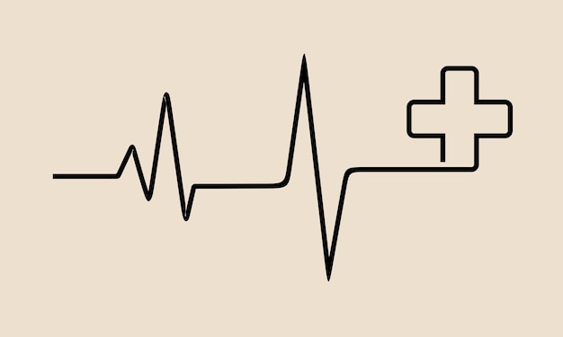 Heart rate and medical symbol oneline continuous line art