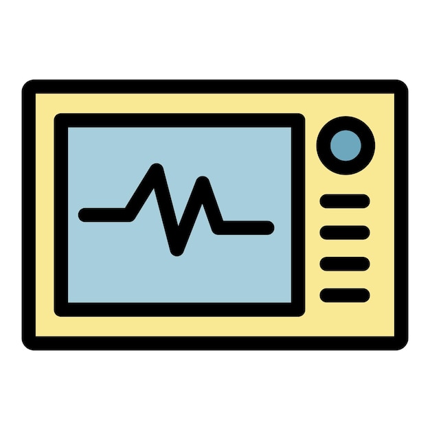 Vector heart rate monitor icon outline heart rate monitor vector icon color flat isolated